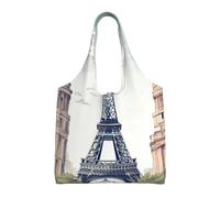 NBCCDVSH Paris Landmarks Pattern Canvas Tote Bag for Women Grocery Bag Reusable Aesthetic Shopping Bags Beach Handbag