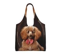 NBCCDVSH Poodle Canvas Tote Bag for Women Grocery Bag Reusable Aesthetic Shopping Bags Beach Handbag