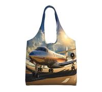 NBCCDVSH Private Plane Canvas Tote Bag for Women Grocery Bag Reusable Aesthetic Shopping Bags Beach Handbag