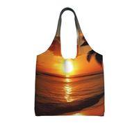 NBCCDVSH Sea Tropical Island Palm Tree Canvas Tote Bag for Women Grocery Bag Reusable Aesthetic Shopping Bags Beach Handbag