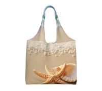 NBCCDVSH Starfish shell and beach Canvas Tote Bag for Women Grocery Bag Reusable Aesthetic Shopping Bags Beach Handbag
