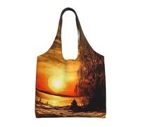 NBCCDVSH Sunset Canvas Tote Bag for Women Grocery Bag Reusable Aesthetic Shopping Bags Beach Handbag