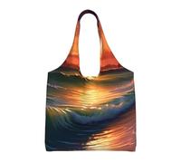NBCCDVSH Sunset Seaside Canvas Tote Bag for Women Grocery Bag Reusable Aesthetic Shopping Bags Beach Handbag