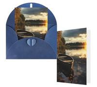 NBCCDVSH Thinking of You Card with Envelopes Boat at Lake Shore Greeting Card 4x6 Notecards Happy Birthday Cards Wedding Blank Thank You Cards Baby Shower All Occasion GreetingCards