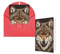 NBCCDVSH Thinking of You Card with Envelopes Brown wolf head Greeting Card 4x6 Notecards Happy Birthday Cards Wedding Blank Thank You Cards Baby Shower All Occasion GreetingCards