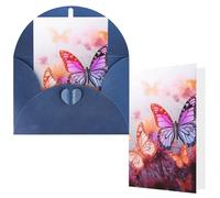 NBCCDVSH Thinking of You Card with Envelopes Color butterfly flower Greeting Card 4x6 Notecards Happy Birthday Cards Wedding Blank Thank You Cards Baby Shower All Occasion GreetingCards