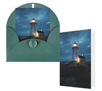 NBCCDVSH Thinking of You Card with Envelopes Lighthouse at night Greeting Card 4x6 Notecards Happy Birthday Cards Wedding Blank Thank You Cards Baby Shower All Occasion GreetingCards