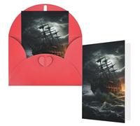 NBCCDVSH Thinking of You Card with Envelopes Scary ship at sea Greeting Card 4x6 Notecards Happy Birthday Cards Wedding Blank Thank You Cards Baby Shower All Occasion GreetingCards