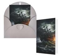 NBCCDVSH Thinking of You Card with Envelopes Scary ship at sea Greeting Card 4x6 Notecards Happy Birthday Cards Wedding Blank Thank You Cards Baby Shower All Occasion GreetingCards