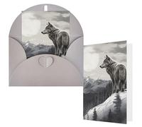 NBCCDVSH Thinking of You Card with Envelopes Snow Mountain Lone Wolf Greeting Card 4x6 Notecards Happy Birthday Cards Wedding Blank Thank You Cards Baby Shower All Occasion GreetingCards