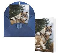 NBCCDVSH Thinking of You Card with Envelopes Snow Mountain Wild Wolf Greeting Card 4x6 Notecards Happy Birthday Cards Wedding Blank Thank You Cards Baby Shower All Occasion GreetingCards