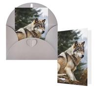 NBCCDVSH Thinking of You Card with Envelopes Snow Mountain Wild Wolf Greeting Card 4x6 Notecards Happy Birthday Cards Wedding Blank Thank You Cards Baby Shower All Occasion GreetingCards