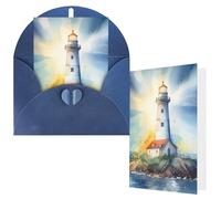 NBCCDVSH Thinking of You Card with Envelopes Watercolor Lighthouse Fantasy Light Greeting Card 4x6 Notecards Happy Birthday Cards Wedding Blank Thank You Cards Baby Shower All Occasion GreetingCards
