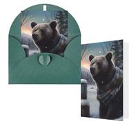 NBCCDVSH Thinking of You Card with Envelopes Winter Bear Greeting Card 4x6 Notecards Happy Birthday Cards Wedding Blank Thank You Cards Baby Shower All Occasion GreetingCards