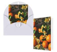 NBCCDVSH Thinking of You Card with Envelopes Yellow Blossom And Orange Fruits Greeting Card 4x6 Notecards Happy Birthday Cards Wedding Blank Thank You Cards Baby Shower All Occasion GreetingCards