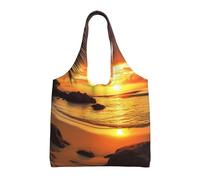 NBCCDVSH Tropical Beach coastal sunset Canvas Tote Bag for Women Grocery Bag Reusable Aesthetic Shopping Bags Beach Handbag