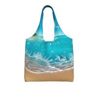 NBCCDVSH Tropical Blue Sea Beach Canvas Tote Bag for Women Grocery Bag Reusable Aesthetic Shopping Bags Beach Handbag