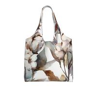 NBCCDVSH Twigs and Cotton Flowers Vintage Watercolor Canvas Tote Bag for Women Grocery Bag Reusable Aesthetic Shopping Bags Beach Handbag