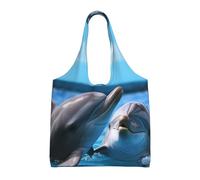 NBCCDVSH Two dolphins in the water Canvas Tote Bag for Women Grocery Bag Reusable Aesthetic Shopping Bags Beach Handbag