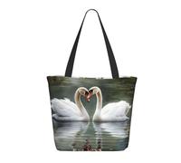 NBCCDVSH Two swans Tote Bag for Women Grocery Bag Reusable Aesthetic Shopping Bags Beach Handbag