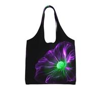 NBCCDVSH Violet Green Glow Canvas Tote Bag for Women Grocery Bag Reusable Aesthetic Shopping Bags Beach Handbag