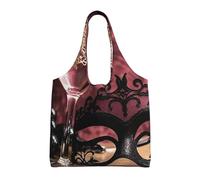 NBCCDVSH Wine Glass Lace Mask Canvas Tote Bag for Women Grocery Bag Reusable Aesthetic Shopping Bags Beach Handbag