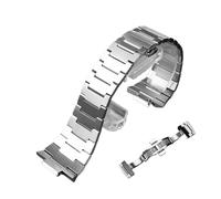 NBCNZCTSAS 12mm Leather Stainless Steel Watchband Fit For Tissot Fit For PRX Series Strap Fit For Super Player T137.407 Convex End Strap Bracelet Men Wristband(TIS-G25-Silver)