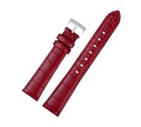 NBCNZCTSAS 17MM Watch Band Pink Fit For Swarovski 5547642 5452498 5452501 Watch Strap Green Blue Water Ghost Women's Premium Leather Wristband(Red-silver)