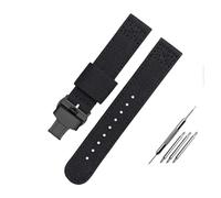 NBCNZCTSAS 20 22mm Nylon Canvas Watch Strap Fit For Citizen Fit For Seiko/5 Watch Band Outdoor Sport Breathable Waterproof Bracelet Men Universal Strap(Black-black S,20mm)