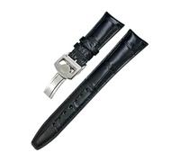 NBCNZCTSAS 20mm 21mm 22mm Blue Skin Watchband Fit For IWC Porotfino Portugieser Big PILOT'S Watches Skin Watch Strap(Black Round Buckle,20mm)