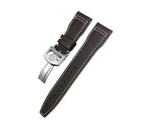 NBCNZCTSAS 20mm 21mm 22mm Leather Watchband Fit For IWC Big Pilot's Watch Pilot Spitfire Fit For Princekin Mark Watch Strap(Brown white Round,22mm)