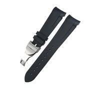 NBCNZCTSAS 20mm 21mm 22mm Silione Rubber Watchband Fit For Tudor Black Bay Fit For GMT Pelagos Curved End Watch Strap Deployment Clasp(Black fold,20MM_HIGH QUALITY)