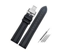 NBCNZCTSAS 20MM 21MM Fluororubber Watchband Fit For Omega Fit For IWC Fit For Hamilton Soft Waterproof And Sweat-proof Silicone Men's Watch Strap(A-black-silver-a,20mm)