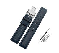 NBCNZCTSAS 20MM 21MM Fluororubber Watchband Fit For Omega Fit For IWC Fit For Hamilton Soft Waterproof And Sweat-proof Silicone Men's Watch Strap(B-blue-silver-a,19mm)