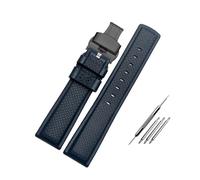 NBCNZCTSAS 20MM 21MM Fluororubber Watchband Fit For Omega Fit For IWC Fit For Hamilton Soft Waterproof And Sweat-proof Silicone Men's Watch Strap(B-blue-black-a,19mm)