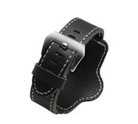 NBCNZCTSAS 20mm 22mm 24mm 26mm Quality Cuff Bracelet watch Strap Leather Watchband Black Brown Decorative Style Belt For Mens(Black silver buckle,22mm)