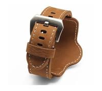 NBCNZCTSAS 20mm 22mm 24mm 26mm Quality Cuff Bracelet watch Strap Leather Watchband Black Brown Decorative Style Belt For Mens(Black silver buckle-01,24mm)