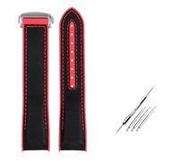 NBCNZCTSAS 20mm 22mm Curved end Nylon Rubber Watchband Fit For Omega Fit For SEAMASTER Fit For PLANET Fit For OCEAN Men's strap Seamaster 300 8900 Accessorie tool(Black red silver,22mm)