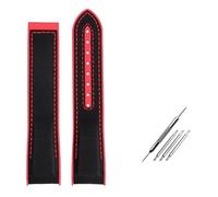 NBCNZCTSAS 20mm 22mm Curved end Nylon Rubber Watchband Fit For Omega Fit For SEAMASTER Fit For PLANET Fit For OCEAN Men's strap Seamaster 300 8900 Accessorie tool(Black red-no bucke,22mm)
