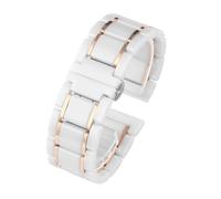 NBCNZCTSAS 20mm 22mm Luxury Ceramic And Stainless Steel Black Gold Strap Fit For Samsung S2 3 4 Fit For Huawei GT Watch Strap Bracelet Wristband Belt(White X rose gold,22mm)