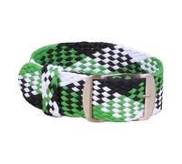 NBCNZCTSAS 20mm 22mm Nylon Perlon Woven watchbands bracelet Cambo Army Military fabric Woven Watch Strap Band Buckle belt Black/White/Red(W13 GreenBlack White,22mm)