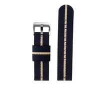 NBCNZCTSAS 20mm 22mm Nylon Watch Strap Premium Smooth Soft Nylon Sport Replacement Band Quick Release Universal Canvas Bracelet Watchband(Blue beige-silver,24mm)