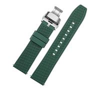 NBCNZCTSAS 20MM 22MM Universal Fluoro Rubeer Watch Band Fit For R-olex T-issot Silicone Waterproof Strap Breathable Men and Women Accessories(Green-silver-B,22mm)