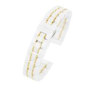 NBCNZCTSAS 20mm Watchband Fit For Omega Black Fit For Rossini Fit For Armani Universal Bracelet Quick Release Ceramic Watch Strap Men‘s And Women's Bracelet(4-white-gold)