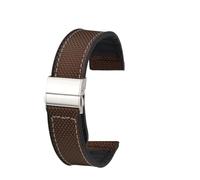 NBCNZCTSAS 22/20mm Magnetic Strap Fit For Samsung Galaxy Watch4 5 6 5Pro 4/6 Classic Active 2 Nylon silicone bottom Fit For Amazfit Fit For Huawei GT2 GT3(Brown silver buckle,22mm)