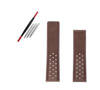 NBCNZCTSAS 22MM Black Brown Wristband Matte Leather Watchband Fit For TAG HEUER Fit For CARRERA Fit For AQUARACER Fit For Monaco F1 WatchStrap Bracelet(Dark brown-black)