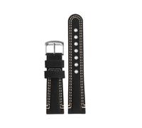 NBCNZCTSAS 22MM Watchband Canvas Nylon Watch Strap Is Suitable Fit For Citizen Photokinetic BN0191 BN0193 Series Men's Wristband(A-black-silver)
