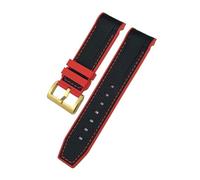 NBCNZCTSAS 23mm 22mm Curved End Silicone Rubber Watchband Fit For Tudor Black Bay Bronze Pelagos Fit For Longines Conquest HydroConquest L3 Watch Strap(Black red-golden,23mm)