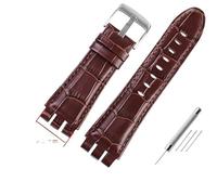 NBCNZCTSAS 23MM Leather Watchbands Fit For Swatch Fit For IRONY YOS440 YOS449 448 447 401G Men Watch Strap Steel Clasp Bracelet With Tools(Brown-silver)