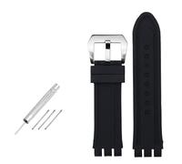 NBCNZCTSAS 23MM Leather Watchbands Fit For Swatch Fit For IRONY YOS440 YOS449 448 447 401G Men Watch Strap Steel Clasp Bracelet With Tools(F-black-silver)